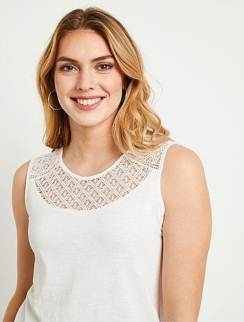 Débardeur court maille flammée coton