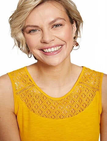 Débardeur court maille flammée coton