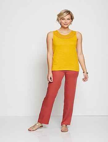 Débardeur court maille flammée coton