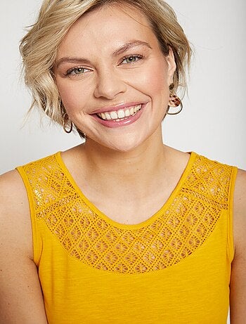 Débardeur court maille flammée coton