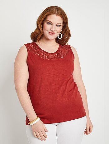 Débardeur court maille flammée coton