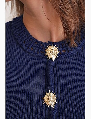 Débardeur court maille texturée boutons mixray