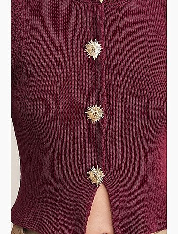 Débardeur court maille texturée boutons mixray