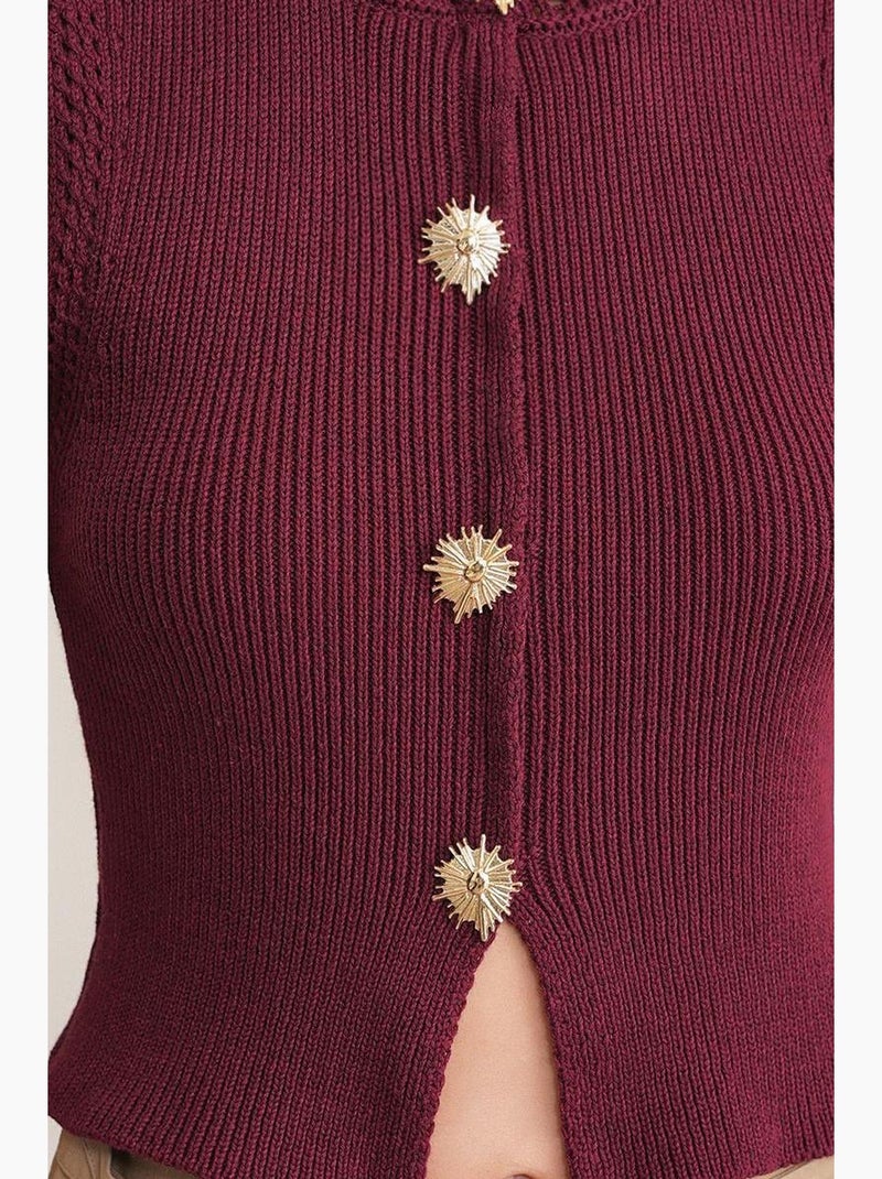 Débardeur court maille texturée boutons mixray Rouge bordeaux - Kiabi