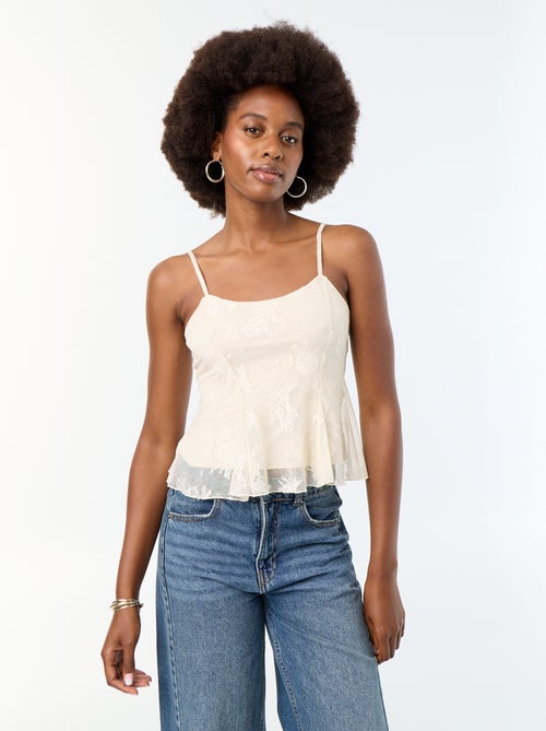 Débardeur crop top en dentelle - Kiabi