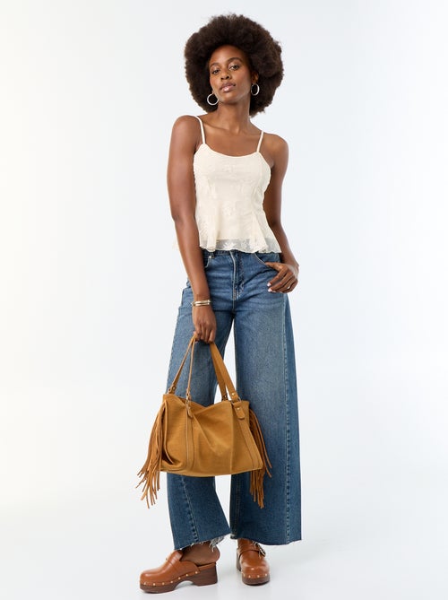 Débardeur crop top en dentelle - Kiabi
