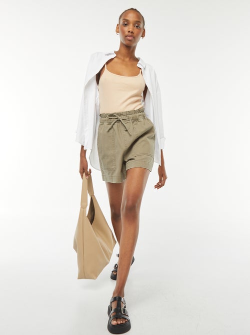 Débardeur crop-top en matière côtelée - Kiabi