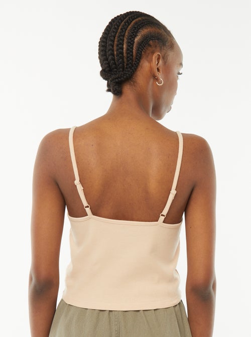 Débardeur crop-top en matière côtelée - Kiabi