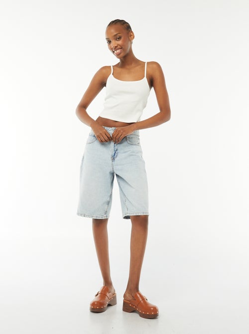 Débardeur crop-top en matière côtelée - Kiabi