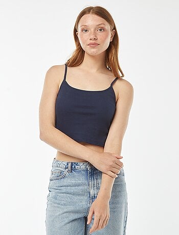 Débardeur crop-top en matière côtelée