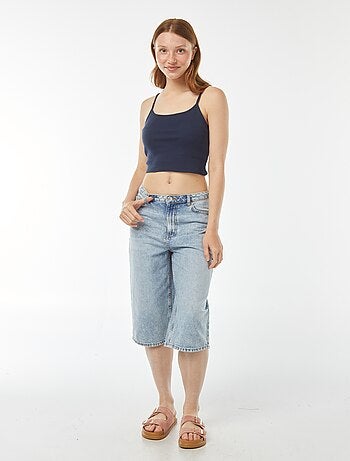 Débardeur crop-top en matière côtelée