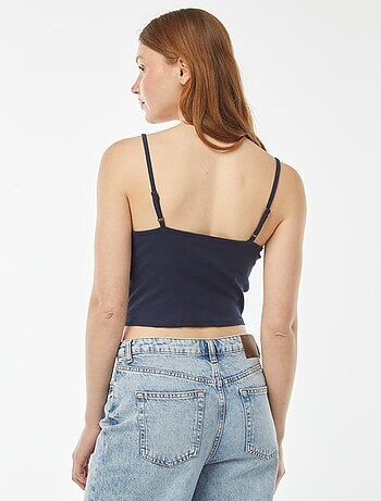 Débardeur crop-top en matière côtelée