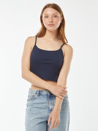 Débardeur crop-top en matière côtelée