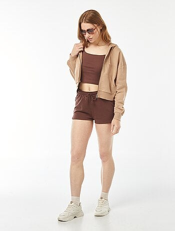 Débardeur crop-top en matière côtelée