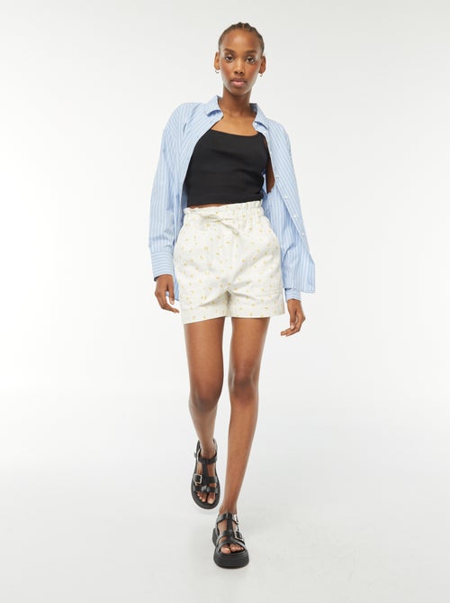 Débardeur crop-top en matière côtelée - Kiabi