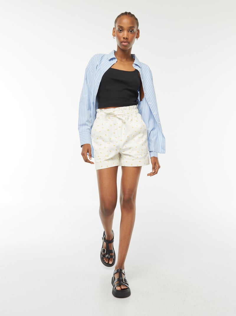 Débardeur crop-top en matière côtelée Noir - Kiabi