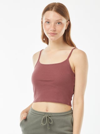 Débardeur crop-top en matière côtelée