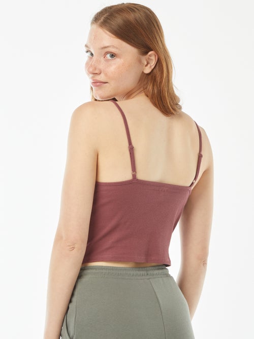 Débardeur crop-top en matière côtelée - Kiabi
