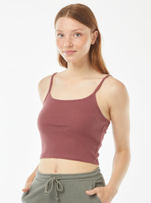Débardeur crop-top en matière côtelée - Kiabi