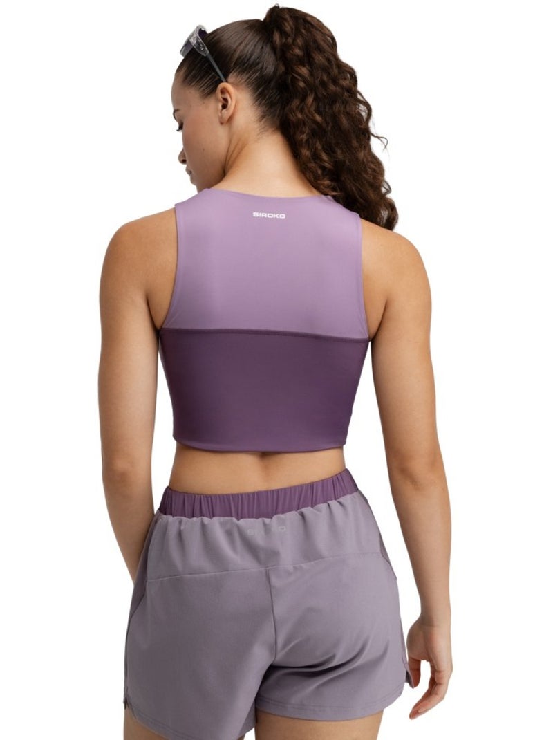 Débardeur crop top trail running femme randonnée femme phoenix lilac Violet - Kiabi