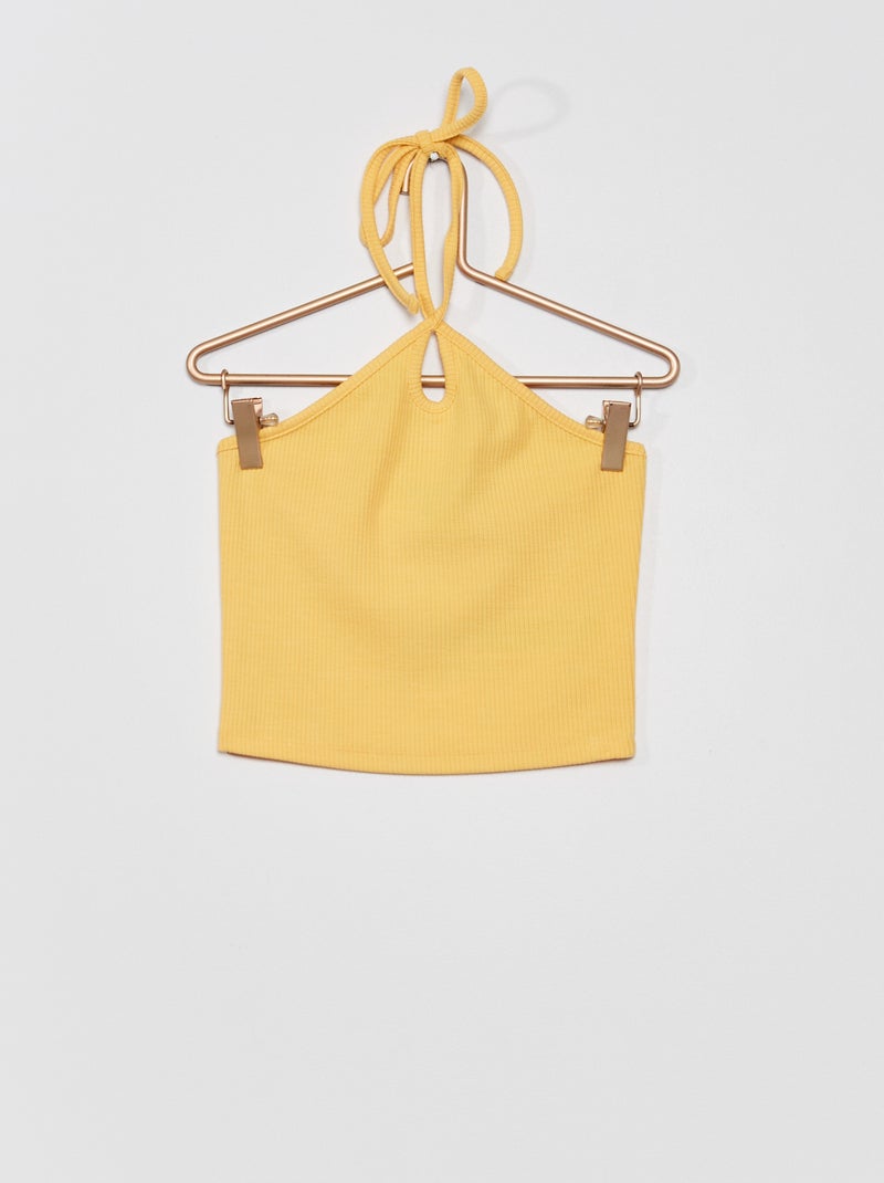 Débardeur crop top uni Jaune - Kiabi