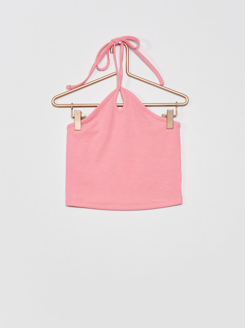 Débardeur crop top uni Rose - Kiabi