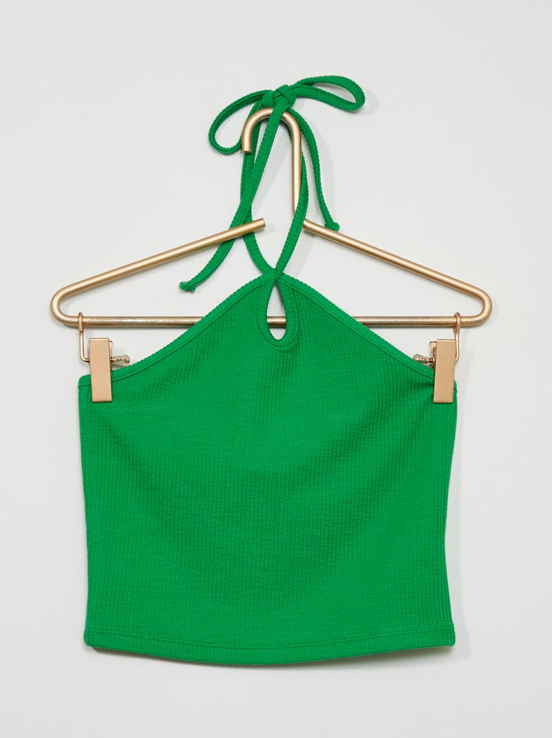 Débardeur crop top uni Vert - Kiabi
