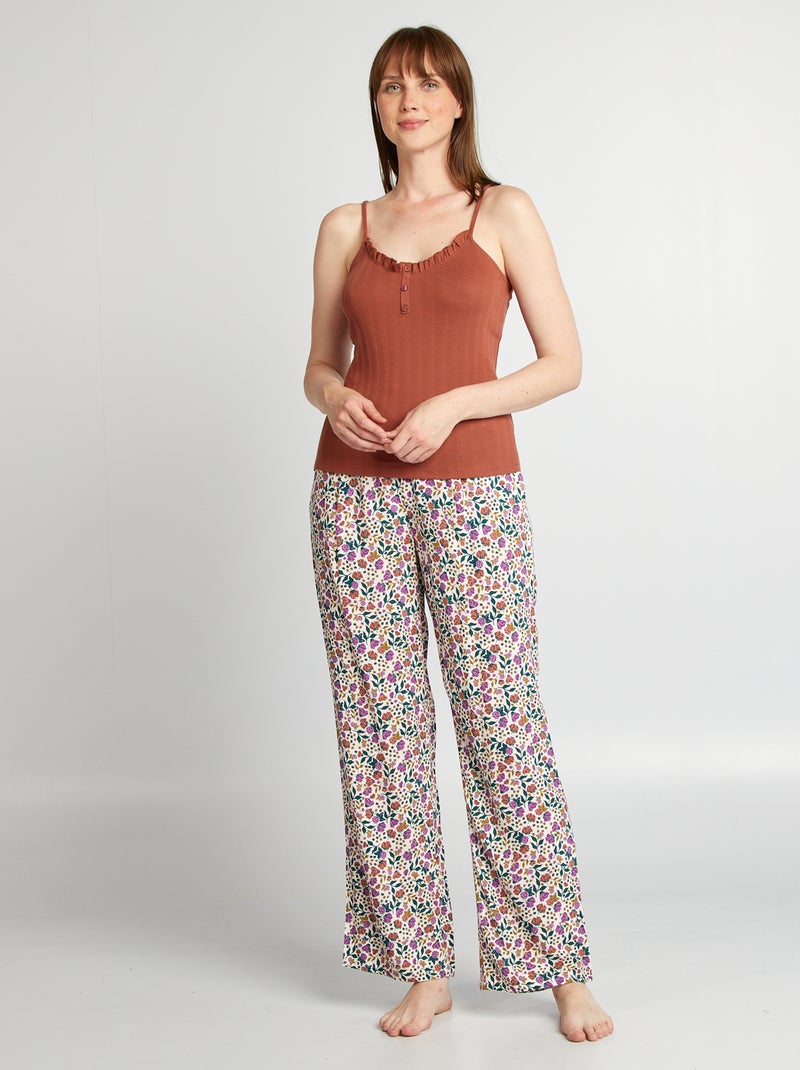 Débardeur de pyjama en maille pointelle Brique - Kiabi