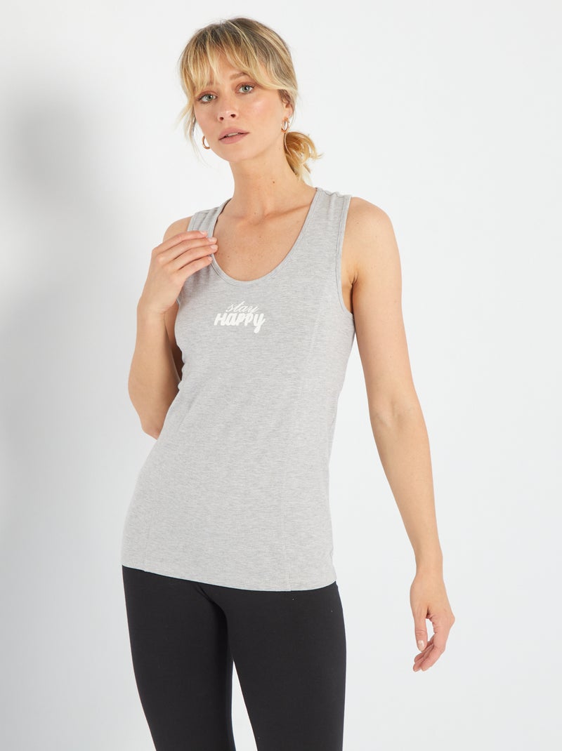Débardeur de sport en jersey gris - Kiabi