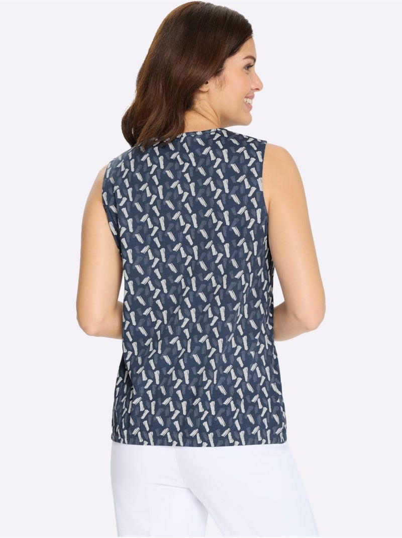 Débardeur Découpes En Forme De Larme - Taille Standard - Moda Vilona Bleu Ecru - Kiabi