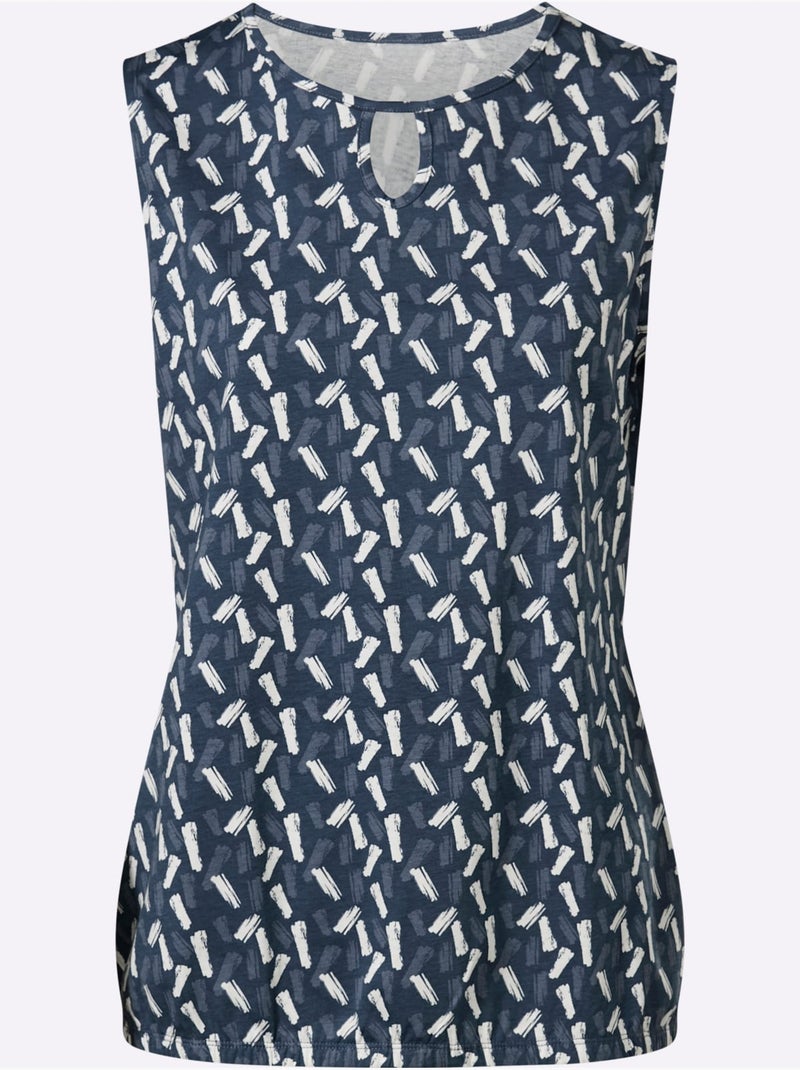 Débardeur Découpes En Forme De Larme - Taille Standard - Moda Vilona Bleu Ecru - Kiabi