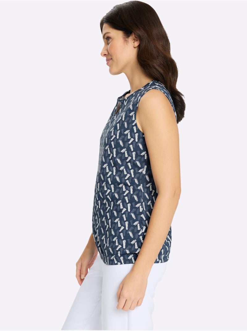 Débardeur Découpes En Forme De Larme - Taille Standard - Moda Vilona Bleu Ecru - Kiabi
