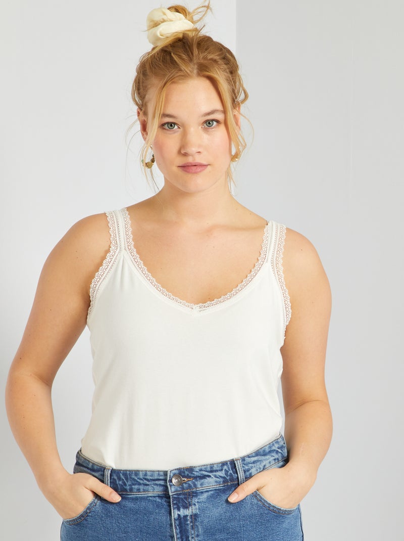 Débardeur dentelle blanc - Kiabi
