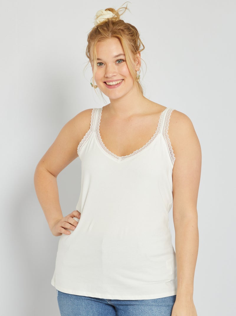 Débardeur dentelle blanc - Kiabi