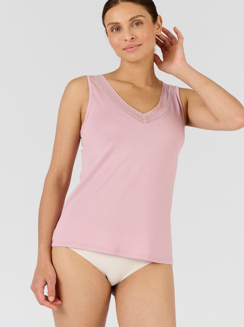 Débardeur dentelle Climatyl - Damart Mauve - Kiabi