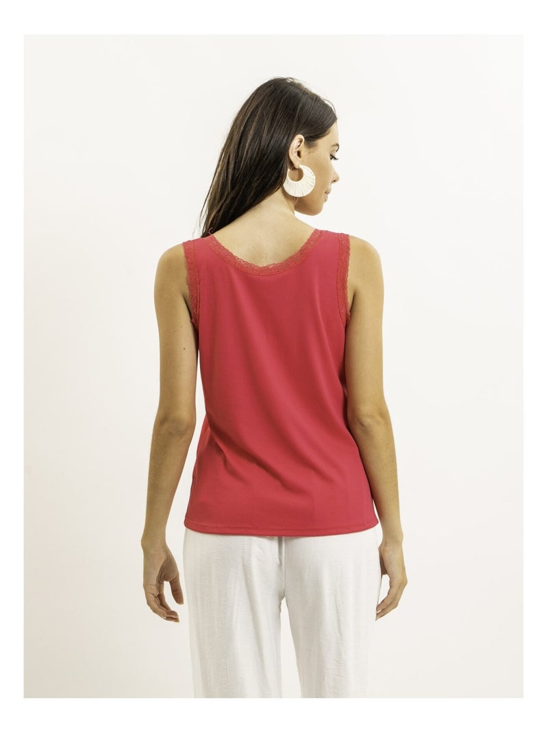 Débardeur dentelle FABRINE Rose fushia - Kiabi