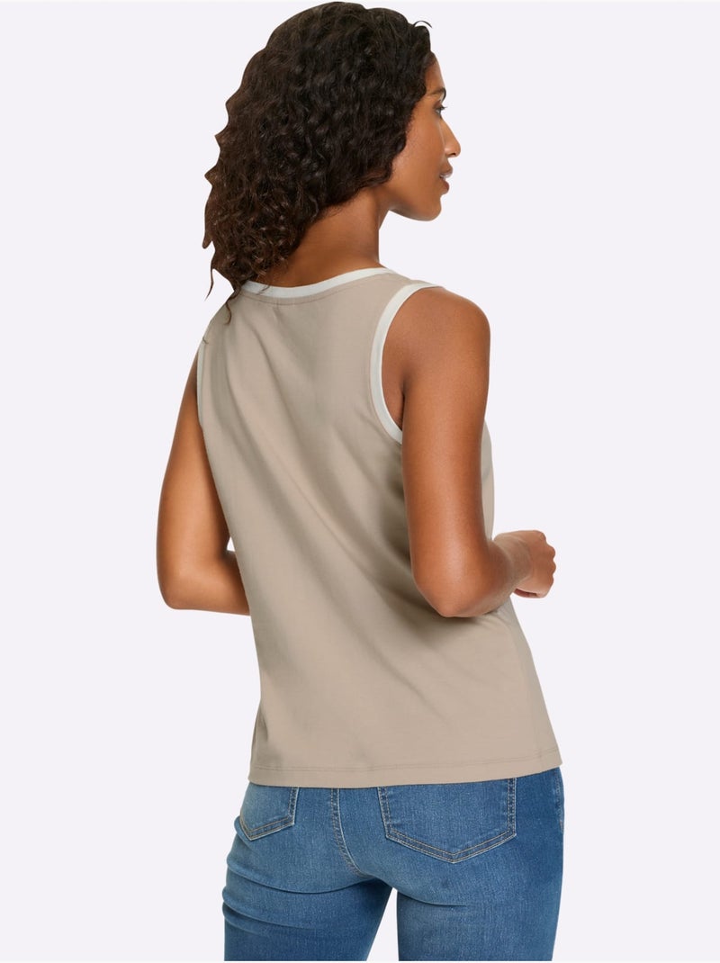 Débardeur Détails Contrastés - Taille Standard - Helline Ecru - Kiabi