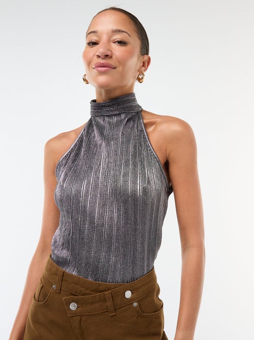 Débardeur emmanchures américaines en maille plissée - Kiabi