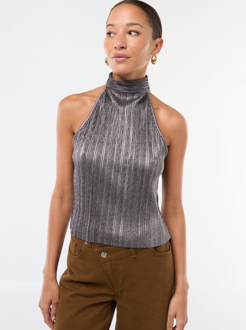 Débardeur emmanchures américaines en maille plissée - Kiabi