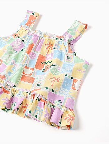 Débardeur en coton avec imprimé coloré