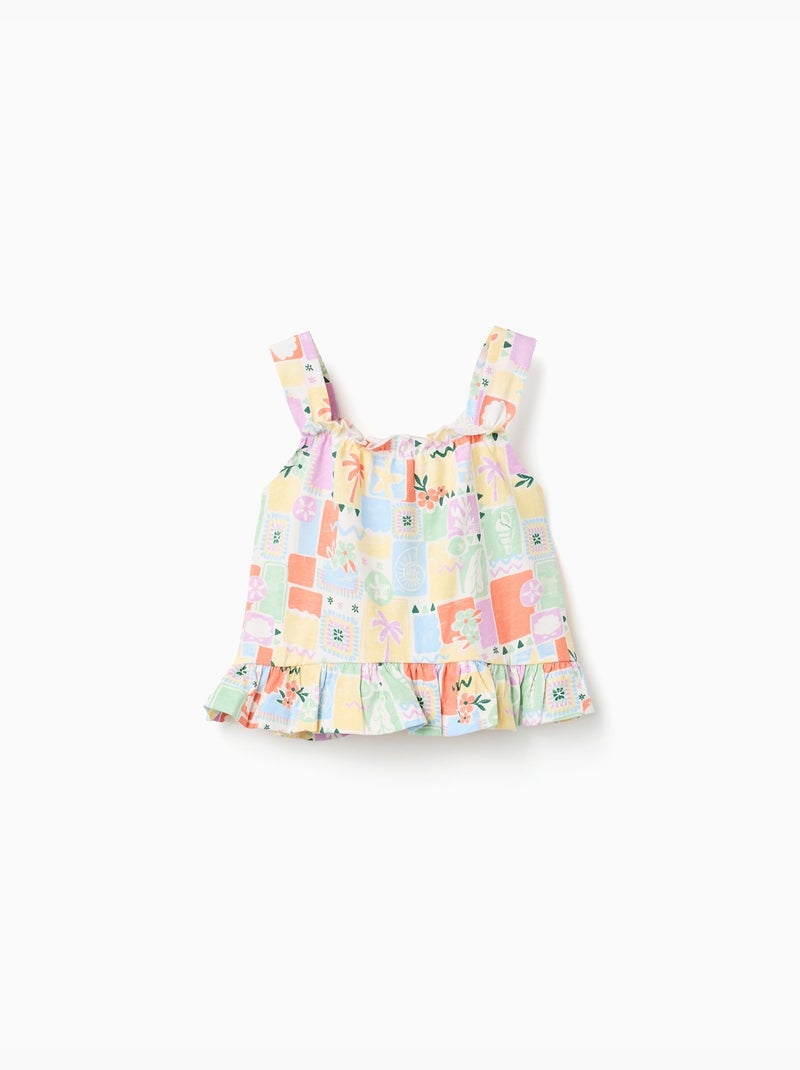 Débardeur en coton avec imprimé coloré Blanc - Kiabi