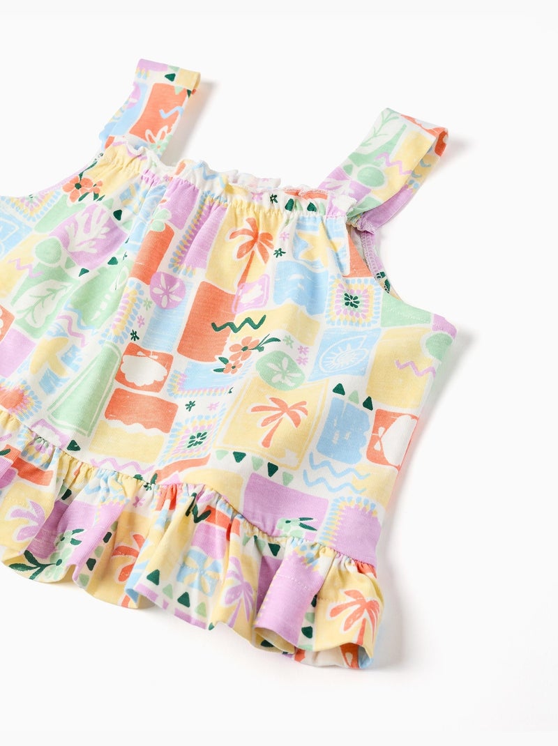 Débardeur en coton avec imprimé coloré Blanc - Kiabi