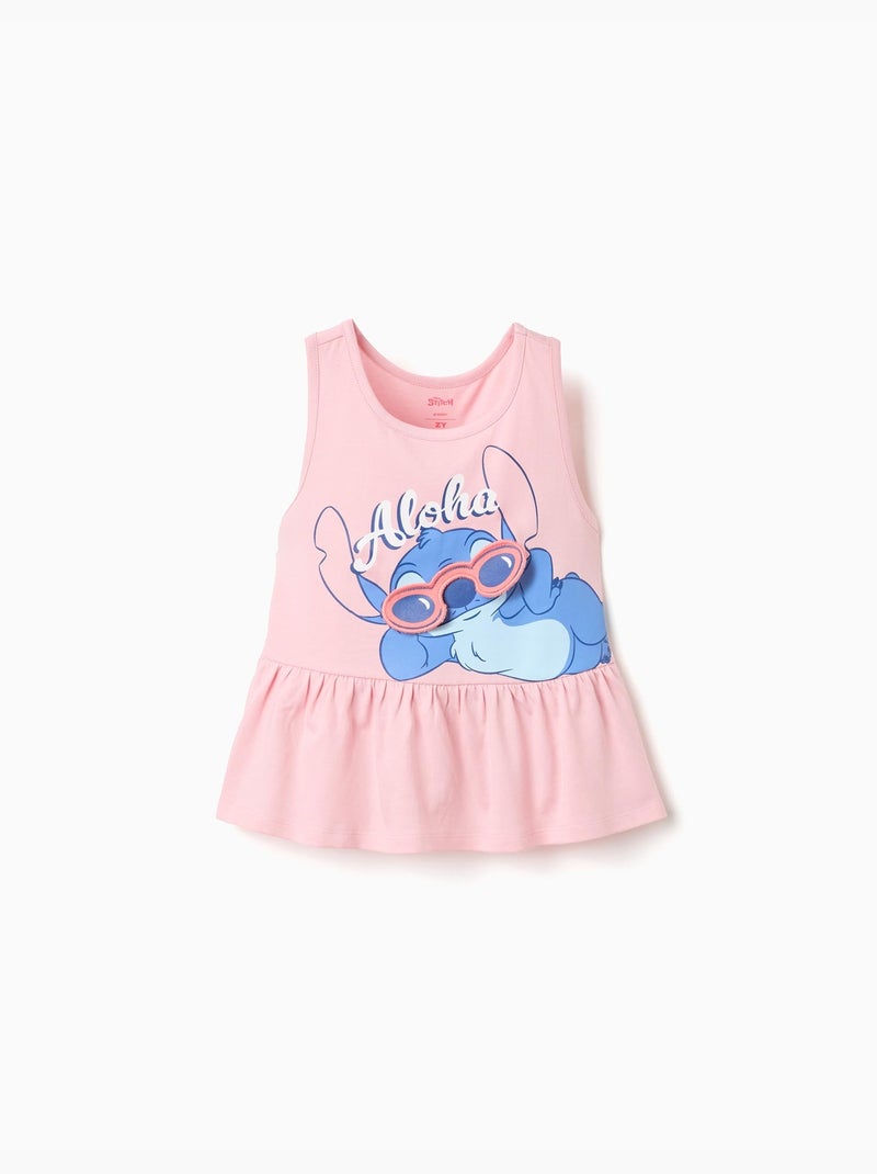 Débardeur en coton avec imprimé Stitch Rose clair - Kiabi