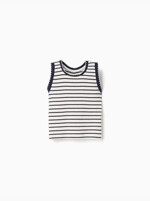 Débardeur en coton côtelé à rayures - Kiabi