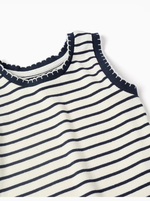 Débardeur en coton côtelé à rayures - Kiabi