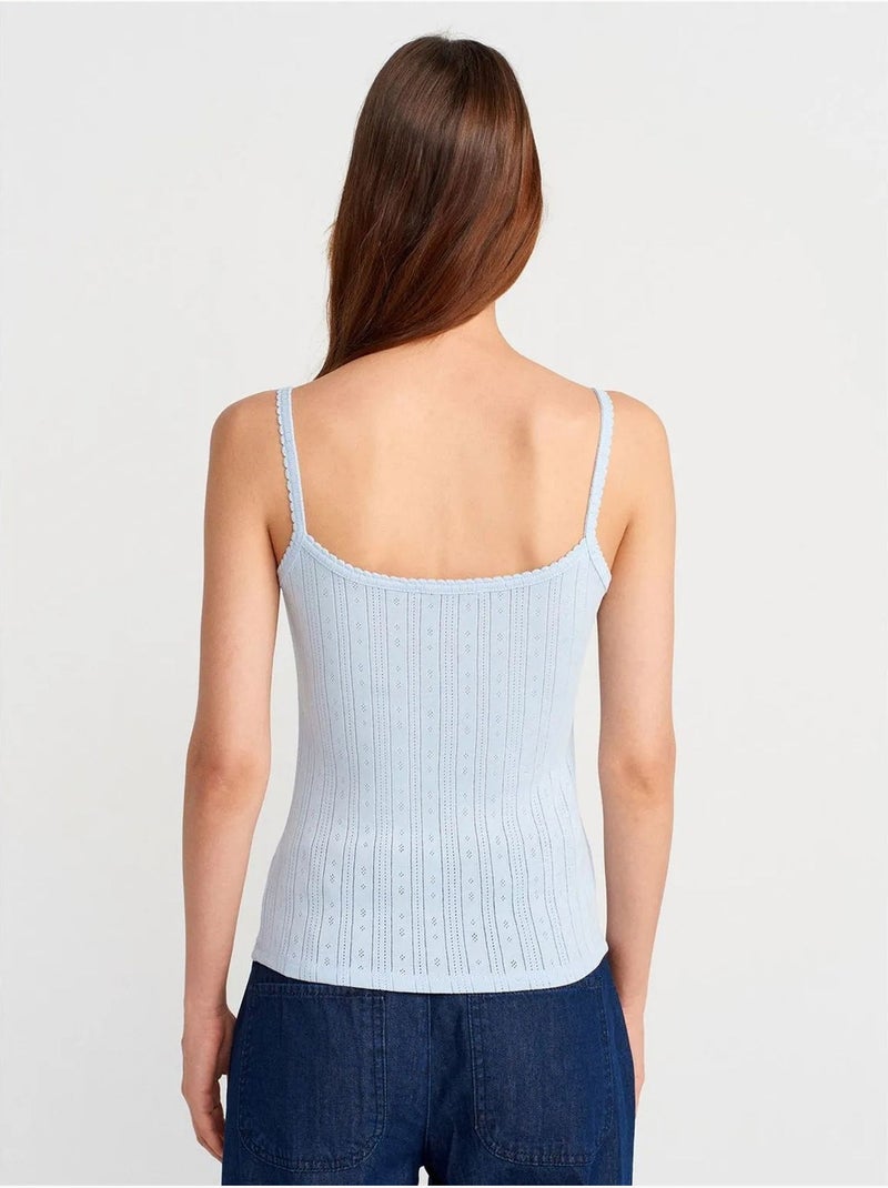 Débardeur en coton côtelé coupe slim dilvin Bleu ciel - Kiabi