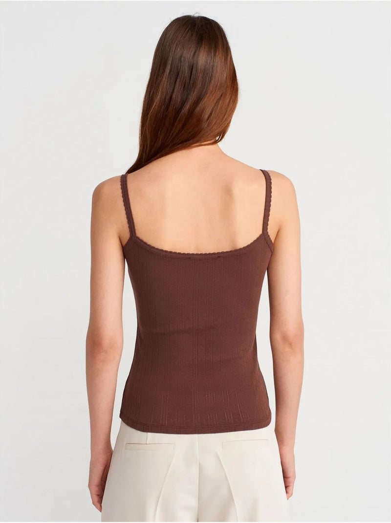 Débardeur en coton côtelé coupe slim dilvin Marron - Kiabi