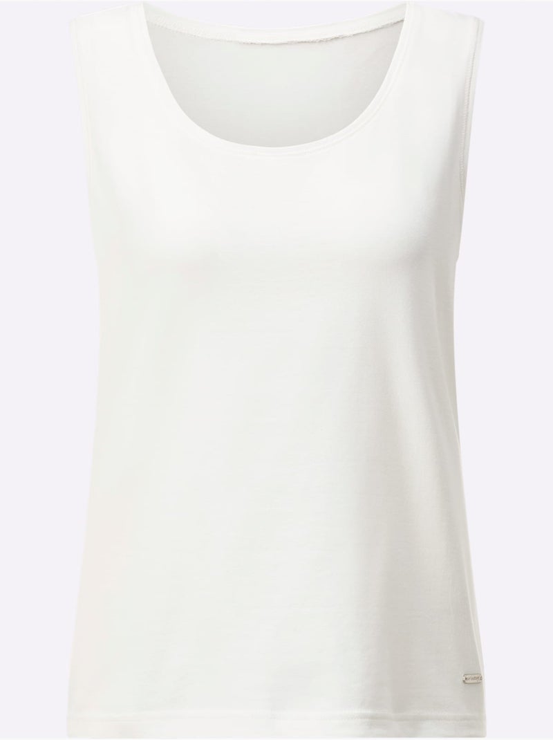 Débardeur en coton doux à encolure ronde sans manches - Taille standard - Witt Ecru - Kiabi