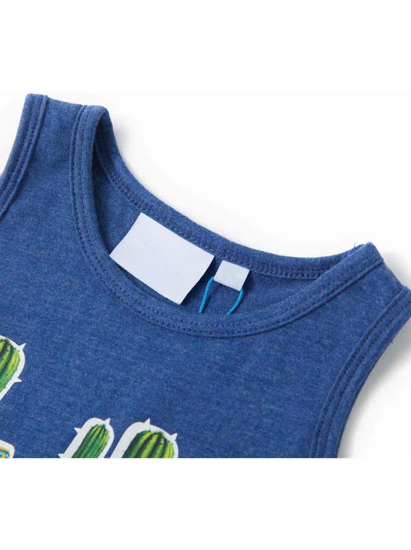 Débardeur en coton enfant clair cactus encolure ronde - vidaxl Bleu jean - Kiabi