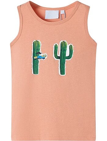 Débardeur en coton enfant clair cactus encolure ronde - vidaxl